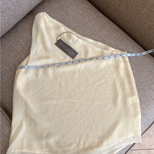 Sheer Yellow One-Shoulder Top